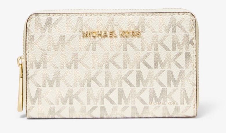 MK Small Logo and Leather Wallet - Vanilla/Acorn