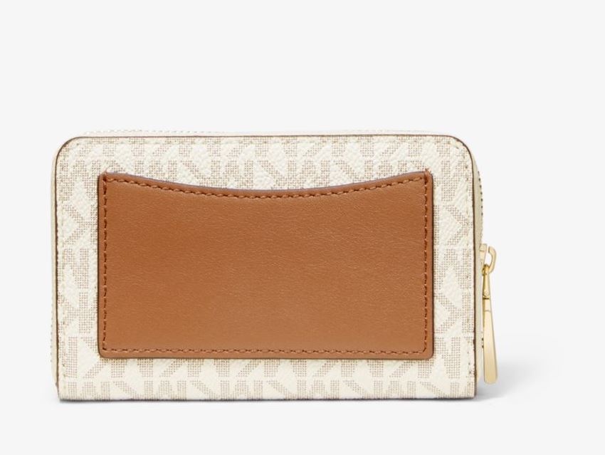 MK Small Logo and Leather Wallet - Vanilla/Acorn