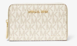 MK Small Logo and Leather Wallet - Vanilla/Acorn