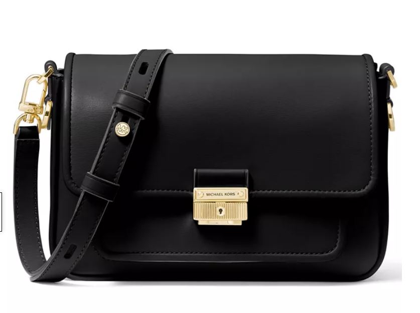 MK Bradshaw Medium Leather Messenger Bag - BLACK