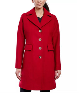 Michael Kors Women's Single-Breasted Walker Coat - Red Size L