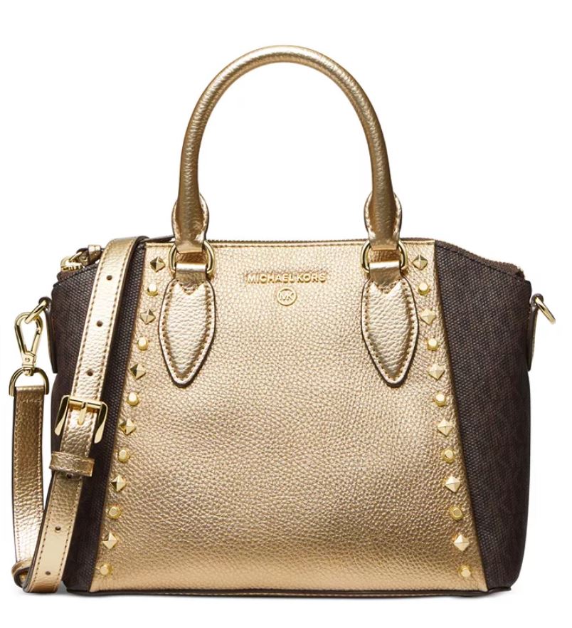 MK Signature Sienna Medium Messenger - BROWN/PALE GOLD