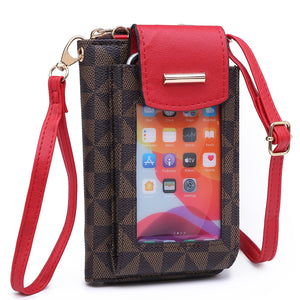 Monogram Crossbody See Thru Window Cell Phone Purse Wallet Wristlet