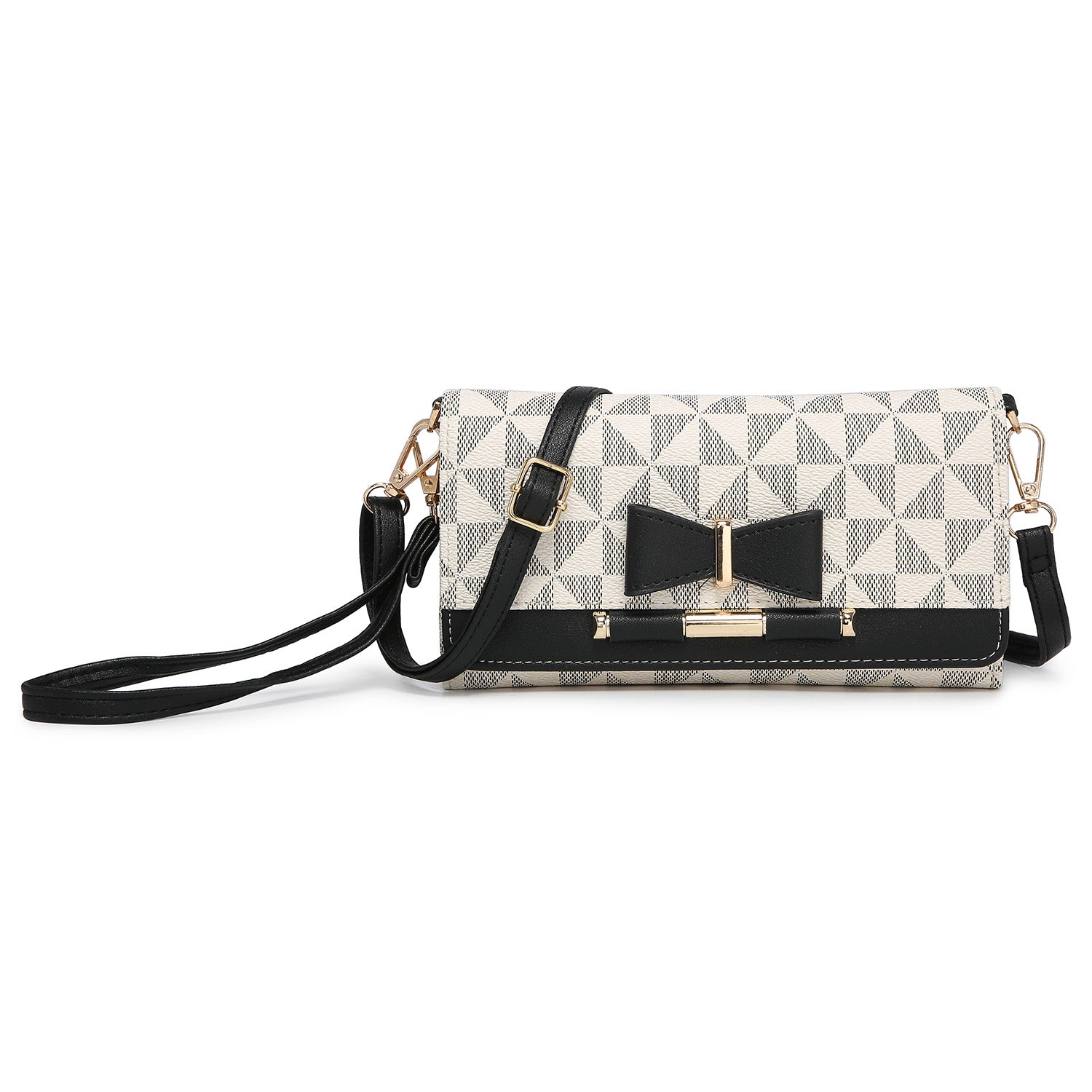 Monogram Bow Tri-fold Crossbody Wallet Wristlet