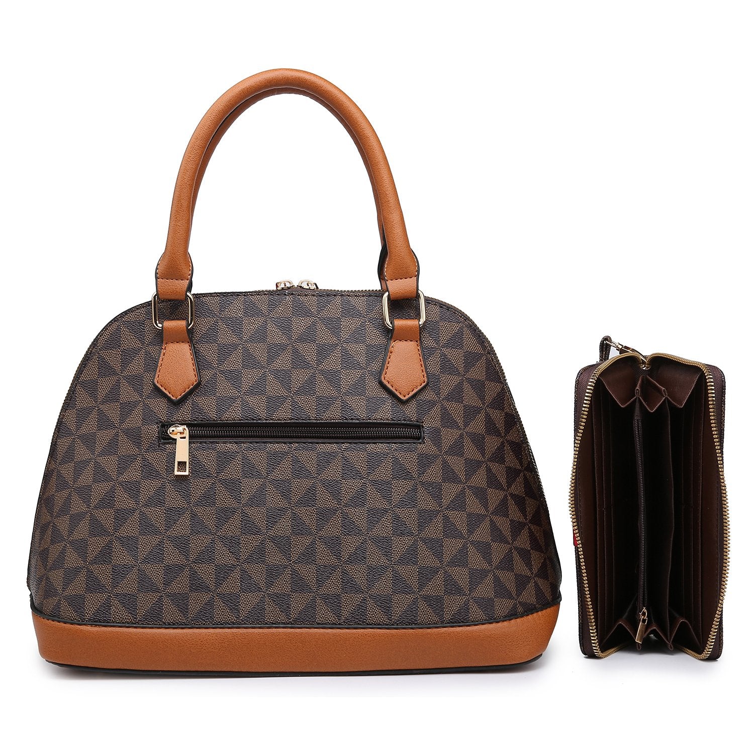 Queen B Stripe Monogram 2-in-1 Dome Satchel