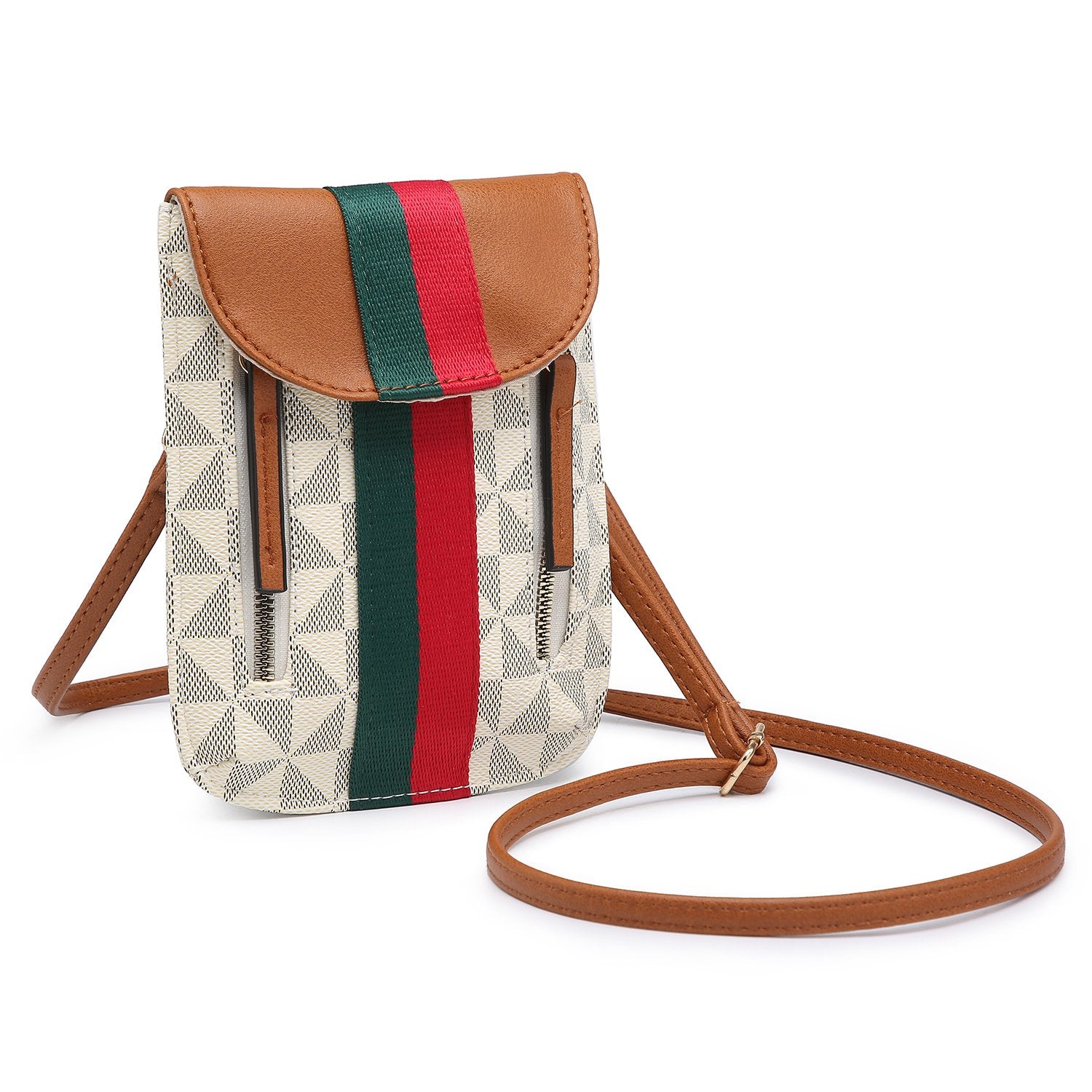 Monogram Stripe Cell Phone Purse Crossbody Bag