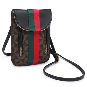 Monogram Stripe Cell Phone Purse Crossbody Bag