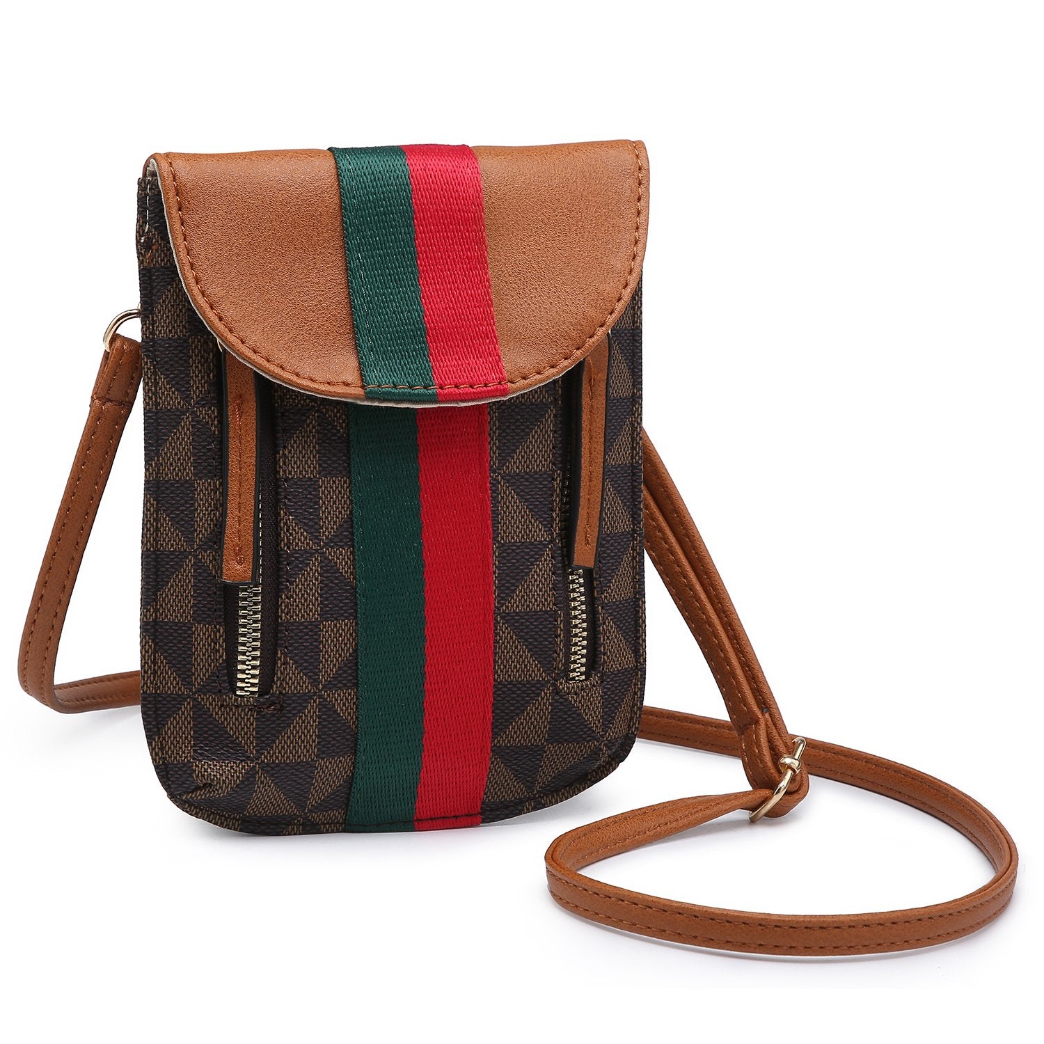 Monogram Stripe Cell Phone Purse Crossbody Bag