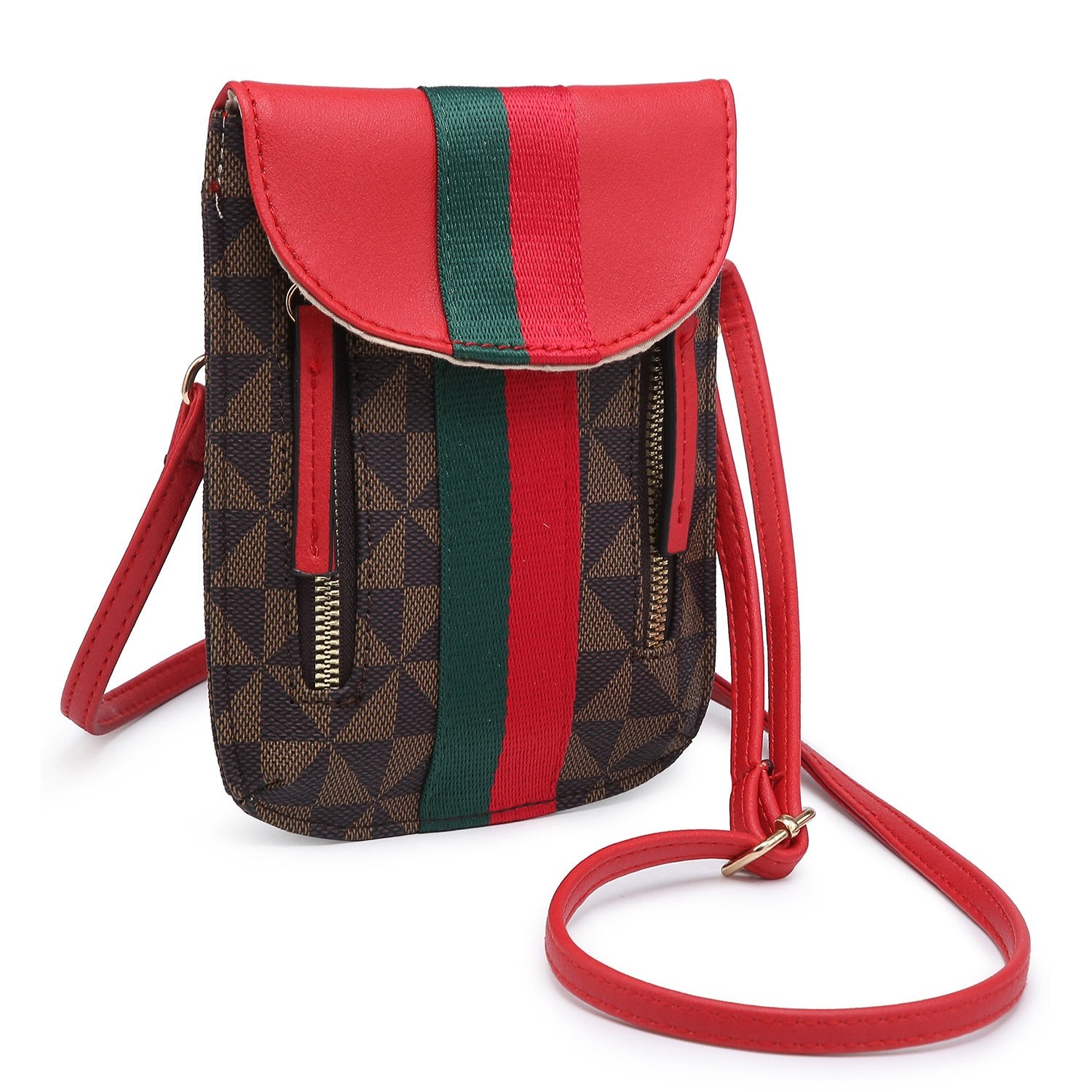 Monogram Stripe Cell Phone Purse Crossbody Bag