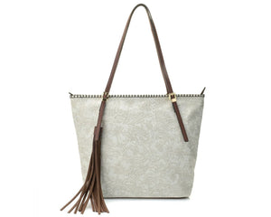 Madi Studio By Madi Claire "Soraya" Tool Embossed Floral Zip Top Tote Bag - GFM US