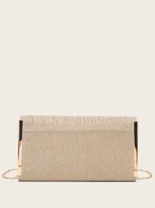 Metal Edge Flap Chain Clutch Bag - GOLD - GFM US