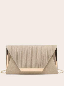 Metal Edge Flap Chain Clutch Bag - GOLD - GFM US