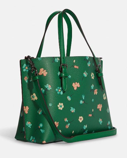 Coach Mollie Tote 25 With Mystical Floral Print -Gunmetal/GREEN MULTI