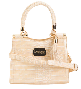 BEBE Natalie Mini Croco Shopper  Crossbody - Ivory