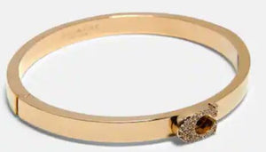 Coach Pave Signature Hinged Bangle - Gold