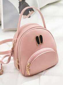 Pocket Front Curved Top Backpack - PINK - GFM US