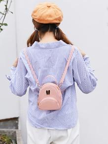 Pocket Front Curved Top Backpack - PINK - GFM US