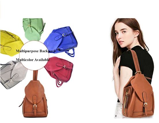 Dasein Leather Convertible Sling Backpack Purse Tear Drop Shoulder Bag Casual Daypack - Sand