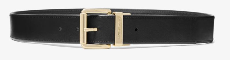 MK Reversible Logo and Leather Belt - Black/L