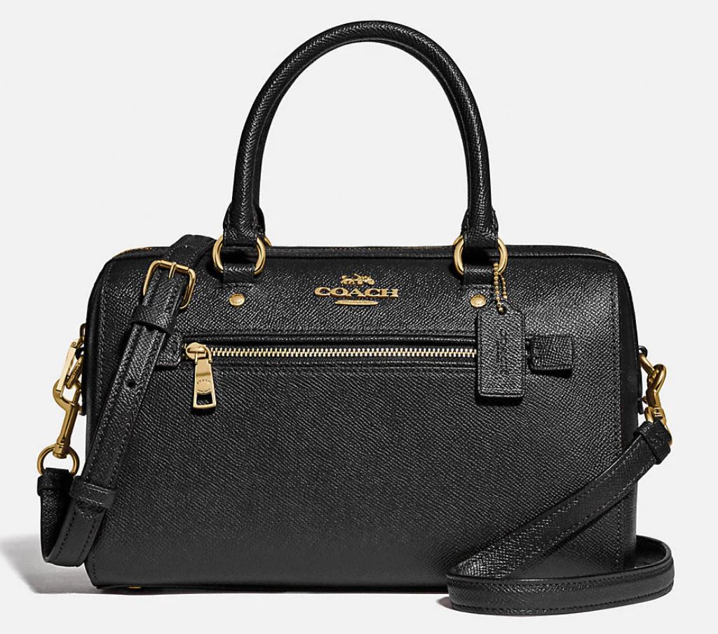 Coach Rowan Satchel With Two Interchangeable Leather and Signature Canvas Straps - Gold/Black Khaki