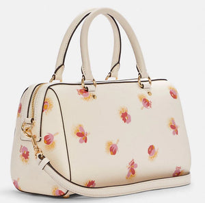 Coach Rowan Satchel With Pop Floral Print - Gold/Chalk Multi