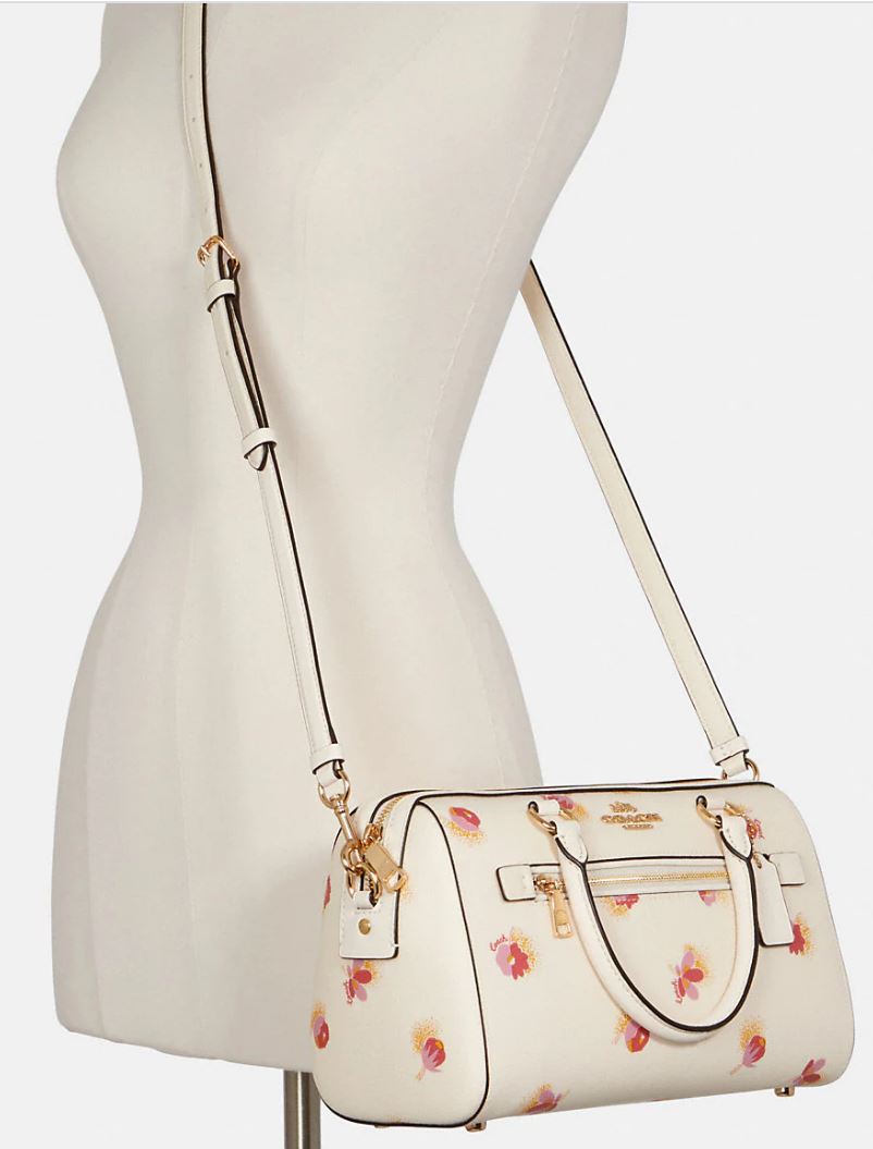 Coach Rowan Satchel With Pop Floral Print - Gold/Chalk Multi