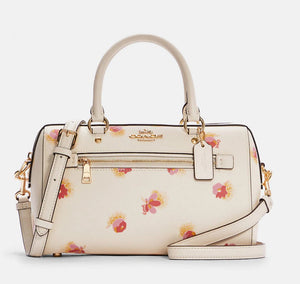 Coach Rowan Satchel With Pop Floral Print - Gold/Chalk Multi