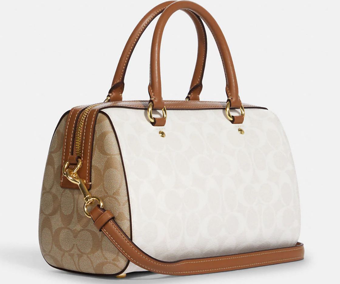 Coach Rowan Satchel In Blocked Signature Canvas - Gold/Chalk/Glacier White Multi