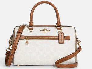 Coach Rowan Satchel In Blocked Signature Canvas - Gold/Chalk/Glacier White Multi