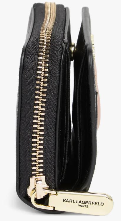 Karl Lagerfeld Small Zip Around Wallet - Black/Gold