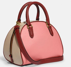 Coach Sydney Satchel In Colorblock - Gold/Candy Pink Multi