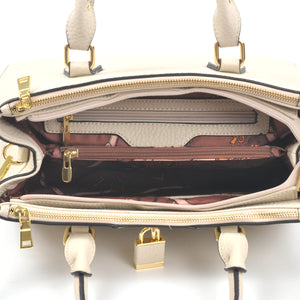 Dasein Padlock Double Zipper Satchel Shoulder Bag