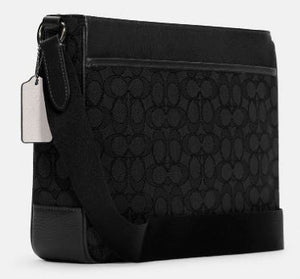 Coach Thompson Crossbody In Signature Jacquard With Varsity Stripe - Gunmetal/Black Elm Multi