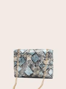 Turn-lock Snakeskin Chain Bag - BLUE - GFM US