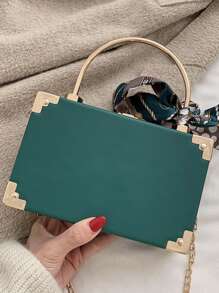 Twilly Scarf Structured Box Bag - GREEN - GFM US