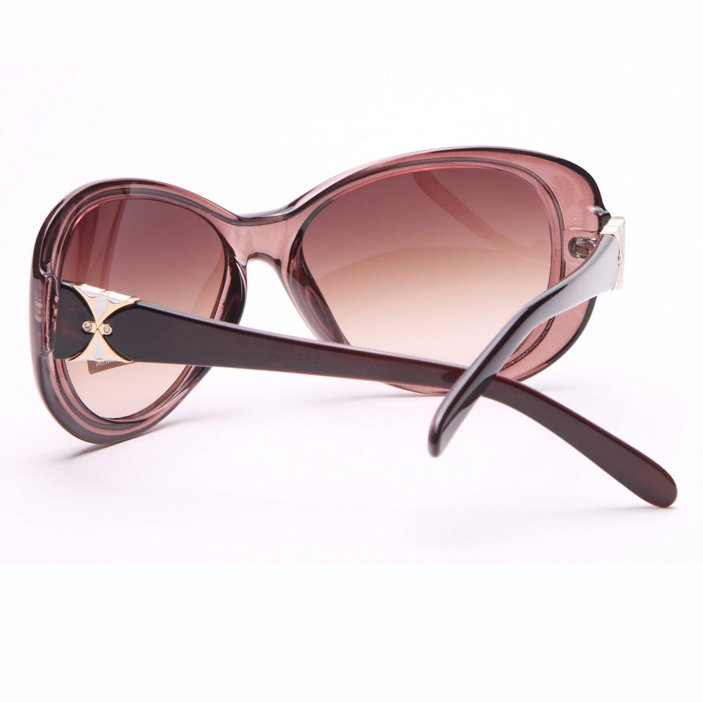 Anais Gvani Wide Sunglasses with Outline Accent - Plum