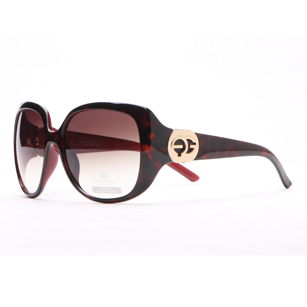 AG Large Square Frame Fashion Sunglasses - Marble Burgundy