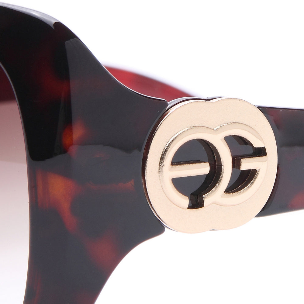 AG Large Square Frame Fashion Sunglasses - Marble Burgundy