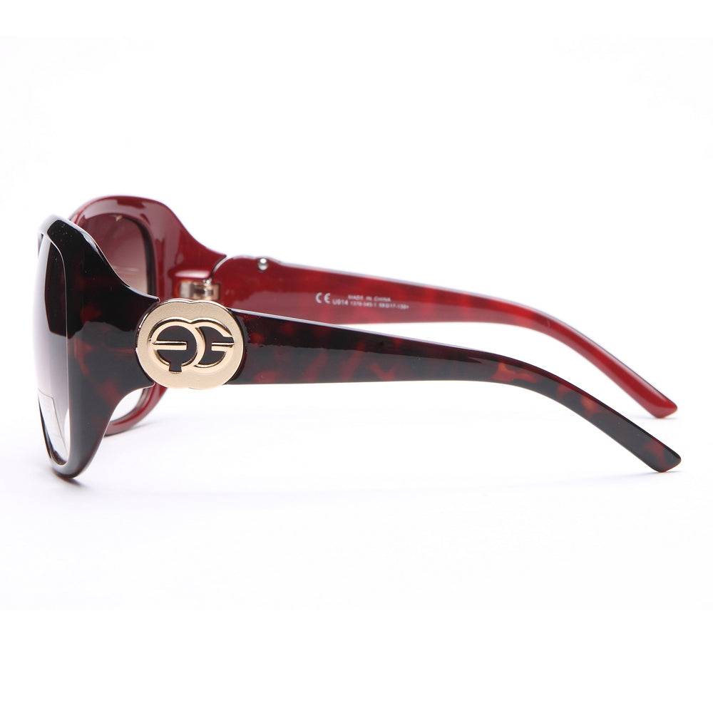 AG Large Square Frame Fashion Sunglasses - Marble Burgundy