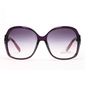 Anais Gvani Round Box Frame Fashion Sunglasses - Purple/Red
