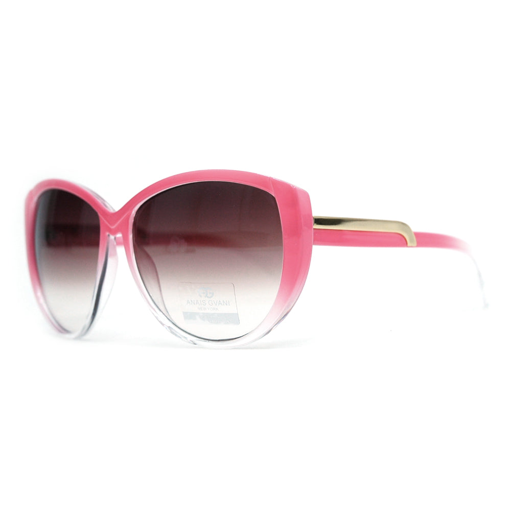 AG Classic Round Sunglasses w/ Soft Pointy Angles and Side Metallic Accent - Pink