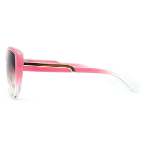 AG Classic Round Sunglasses w/ Soft Pointy Angles and Side Metallic Accent - Pink