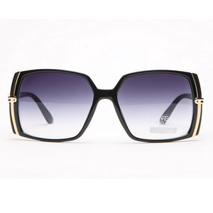 AG Classic Square Frame Sunglasses w/ Gold Lined Accent - Black