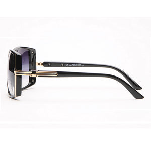 AG Classic Square Frame Sunglasses w/ Gold Lined Accent - Black