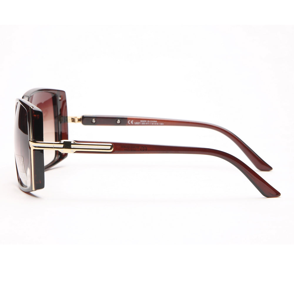 AG Classic Square Frame Sunglasses w/ Gold Lined Accent - Brown