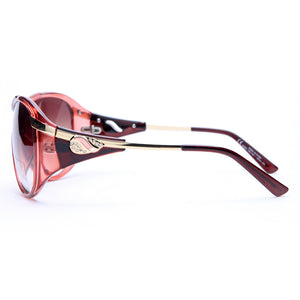 AG Glam Shield Fashion Sunglasses w/ Gold Temple Accent - Red