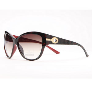 Feminine Fashion Sunglasses w/ Quilt-like Texture Design on Side - Burgundy/Red