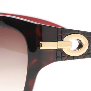 Feminine Fashion Sunglasses w/ Quilt-like Texture Design on Side - Burgundy/Red