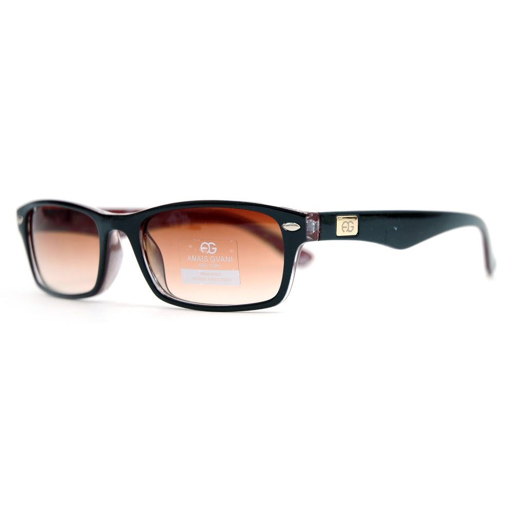 AG Rectangular Frame Sunglasses w/ Gold Logo Accent - Black/Red