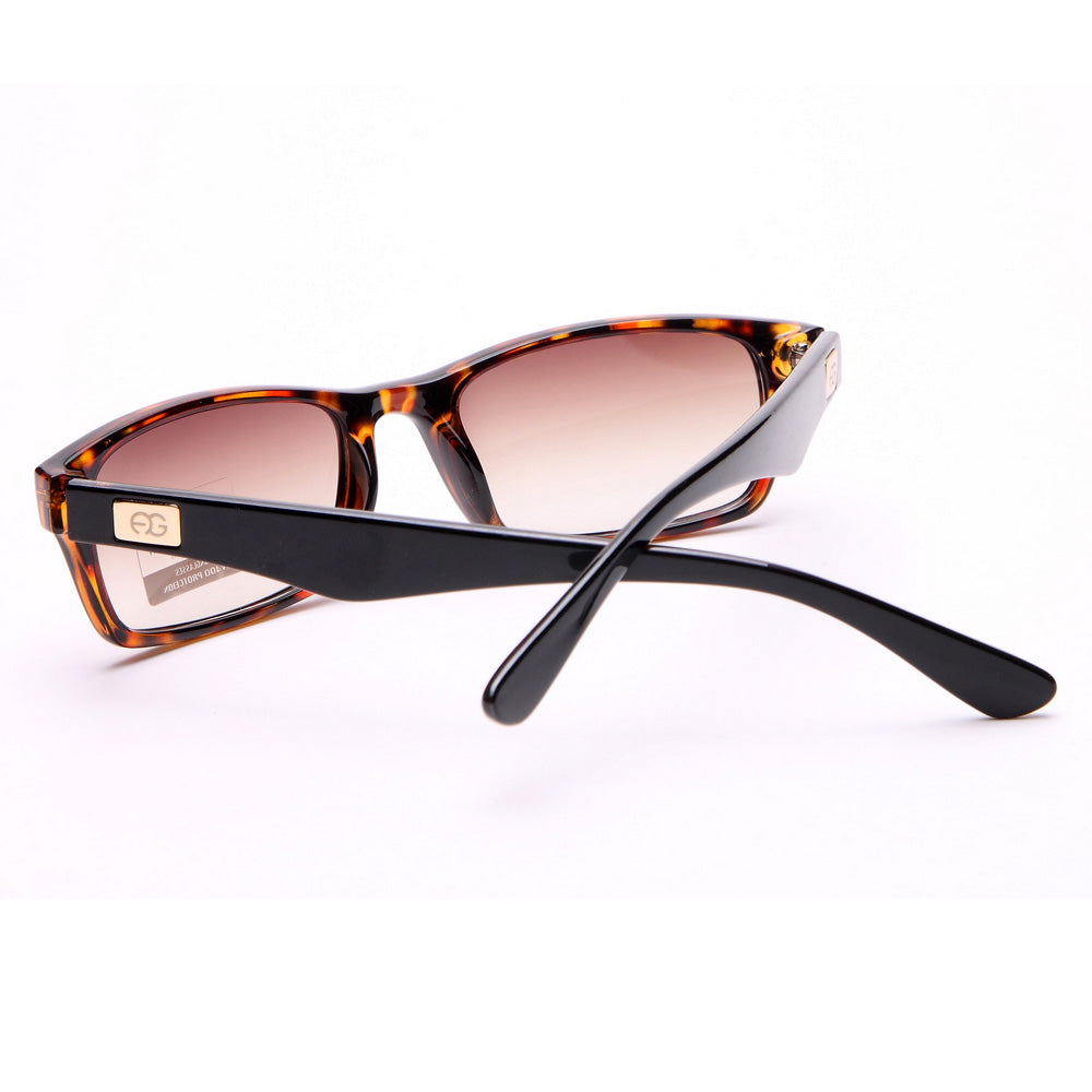 AG  Rectangular Frame Sunglasses w/ Gold Logo Accent - Brown Marble